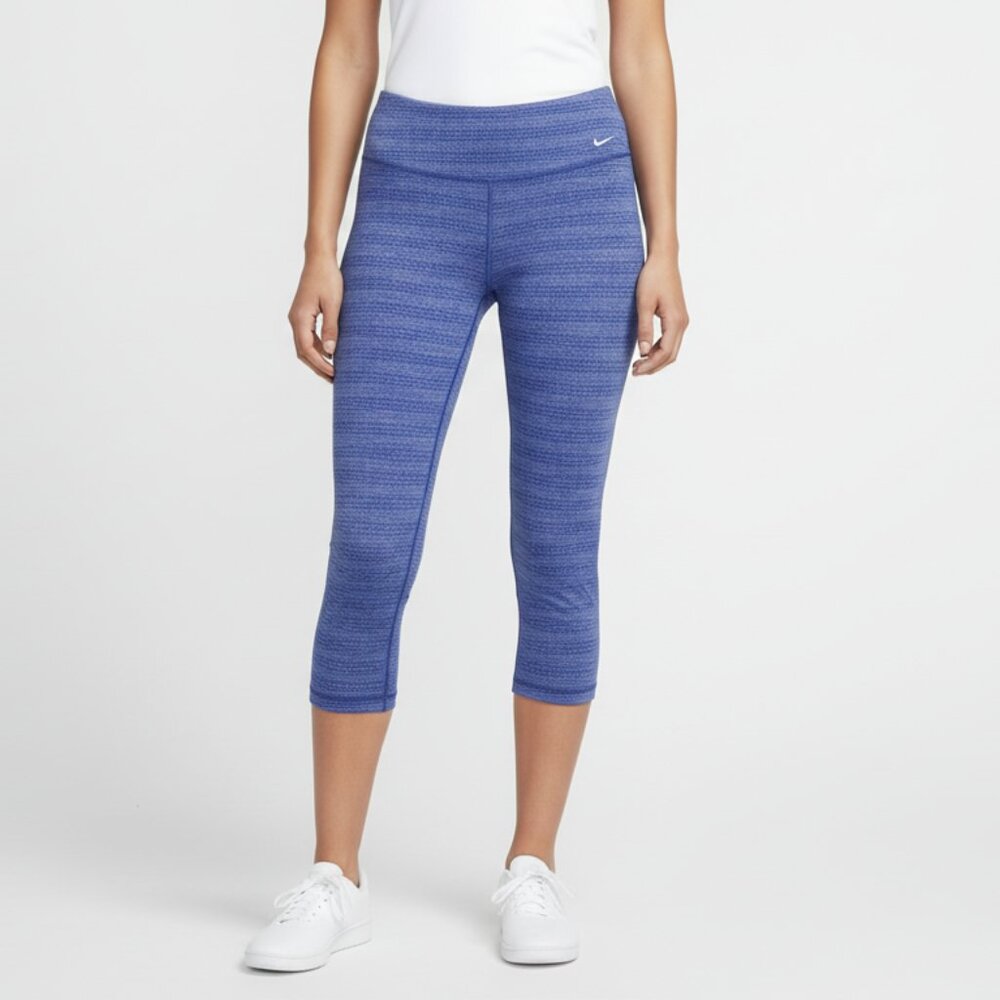 Nike Dri-Fit Leggings Womens Large Blue Cropped Capri Athletic Workout Gym Pants